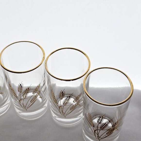 50s Homer Laughlin Golden Wheat Juice Glasses 4” midcentury  small cocktail 6pc - Picture 9 of 14